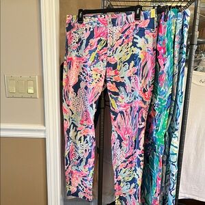 Vibrant Coral Reef Print Pants - Pink Navy Multi Lilly Pulitzer
